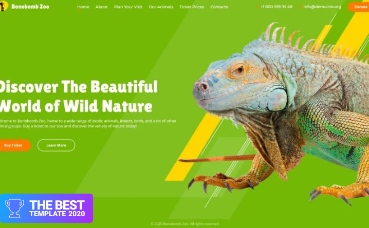 Bonobomb - Full Animated Zoo Website Template.
