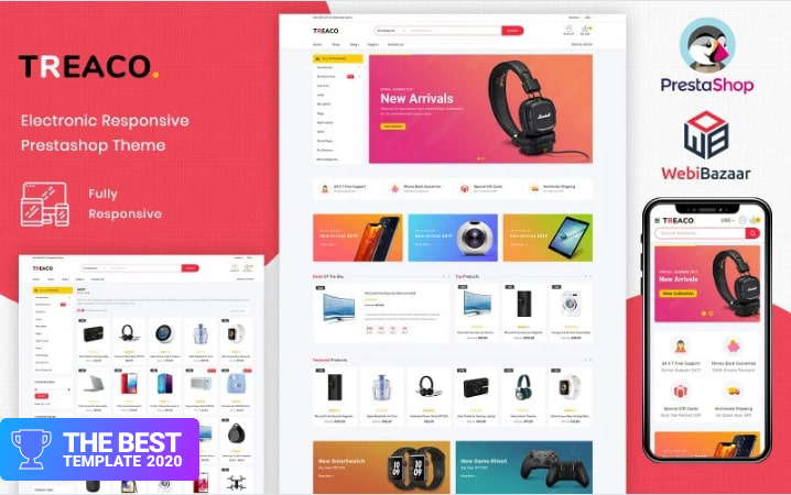 Treaco - Electronic Multipurpose Store PrestaShop Theme.
