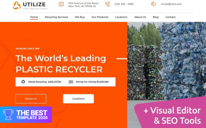 Utilize - Plastic Recycling Moto CMS 3 Template - digital products award