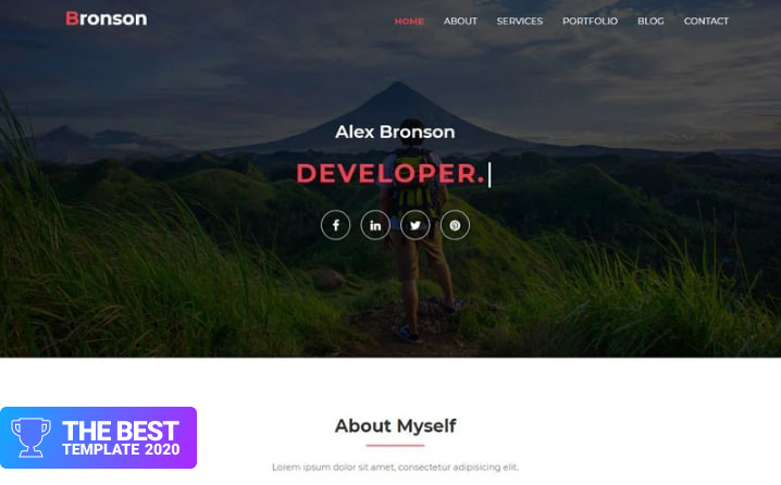 Bronson-Personal Portfolio Landing Page Template - digital products award