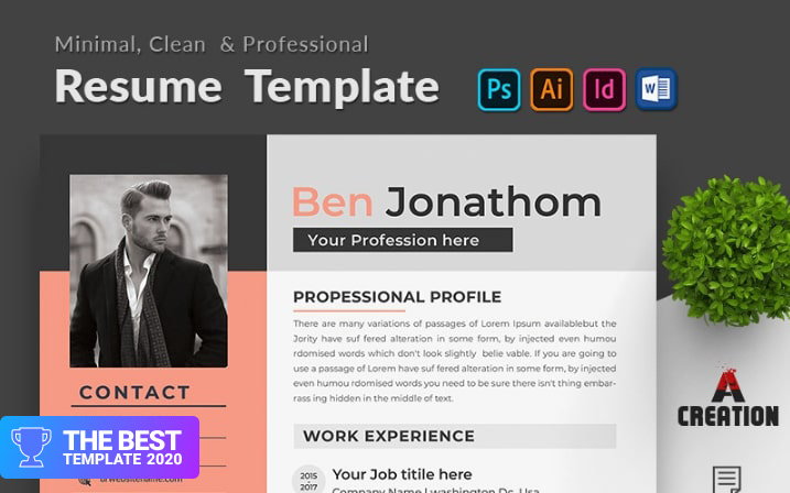 Ben Jonathon Editable Resume Template.