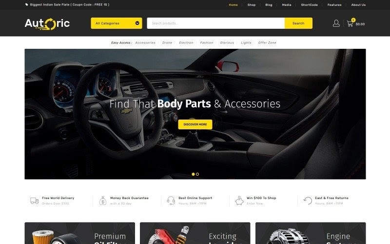 Autoric - Auto Spare Parts WooCommerce Theme.
