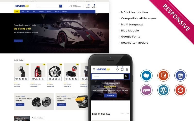 Drivingaid - The Automobile Store Responsive WooCommerce Theme.