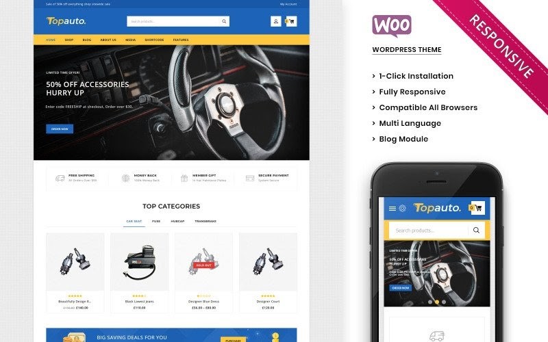 Topauto - The Autopart Responsive WooCommerce Theme.