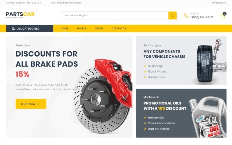 PartsCar - Car Repair Classic Elementor WooCommerce Theme.
