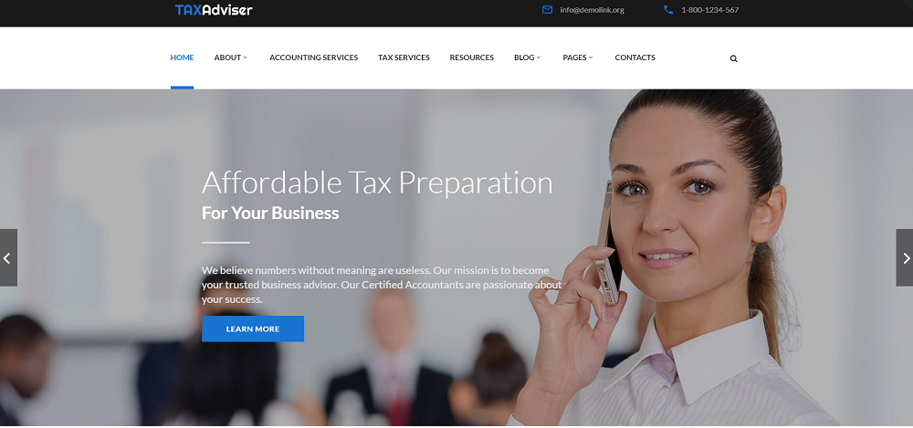 TaxAdviser - Accounting and Tax Services Company Responsive Multipage Website Template