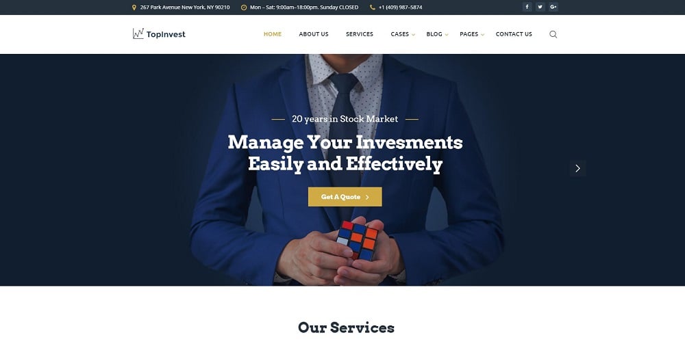 TopInvest - Investment Company Responsive Multipage Website Template