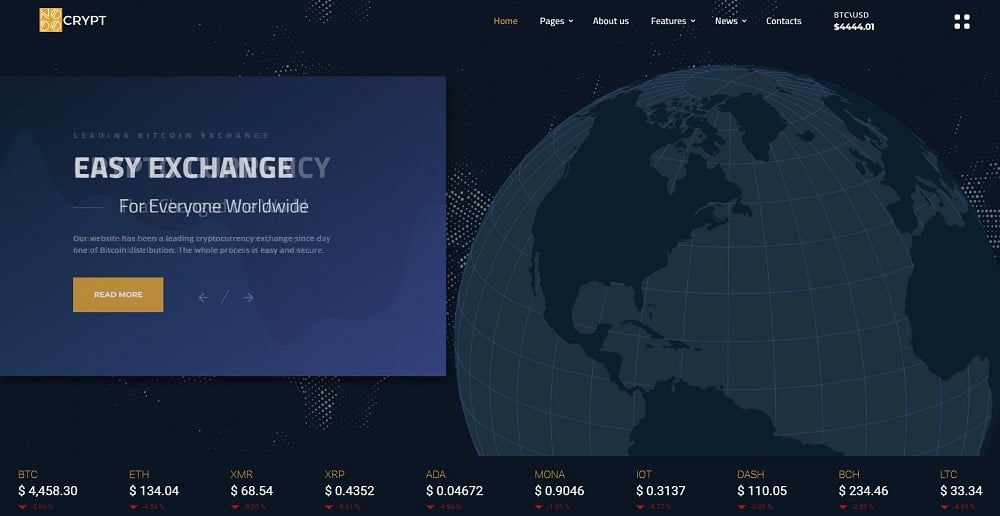 Crypt - Cryptocurrency Multipage HTML5 Website Template
