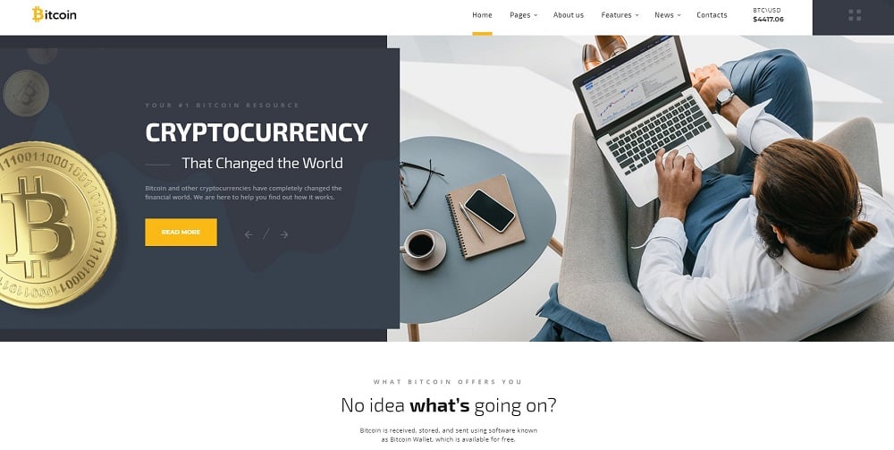Bitcoin Cryptocurrency Responsive Website Template