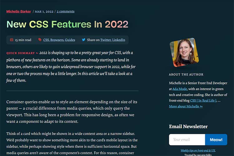 Example from New CSS Features In 2022