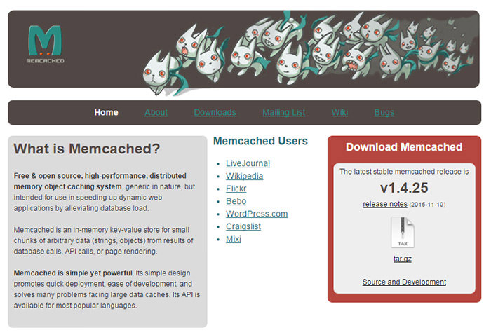 Memecached Website Layout