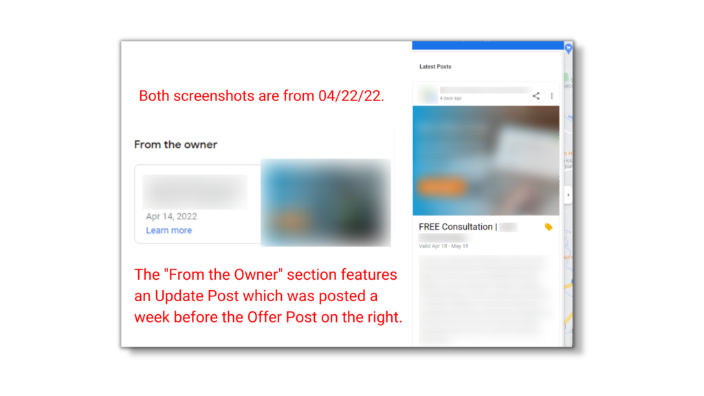 The "From the Owner" section features an Update Post which was posted a week before the Offer Post.