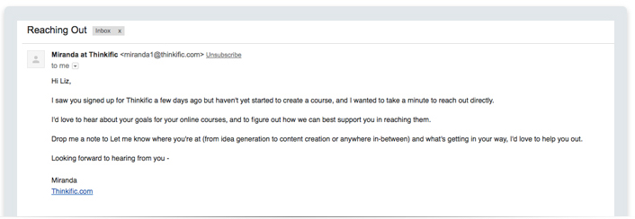 An example of a welcome email that asks what specific problems its readers are having.