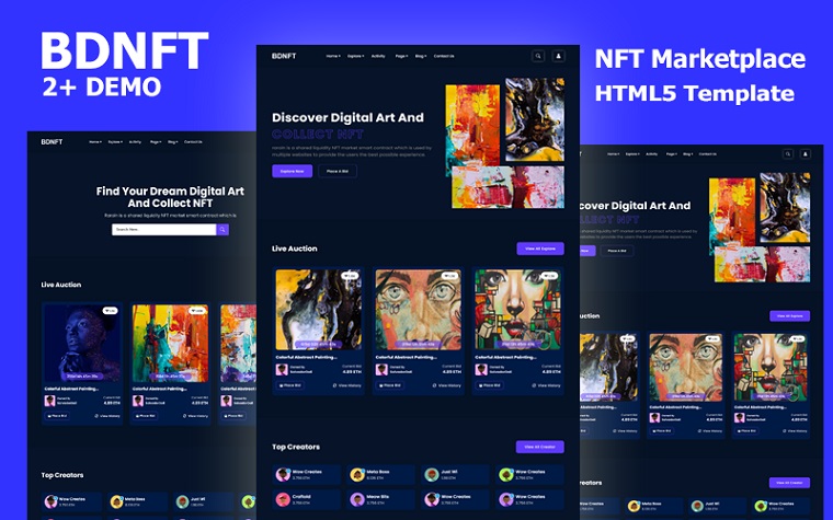 BdNFT - digital marketplace layout.
