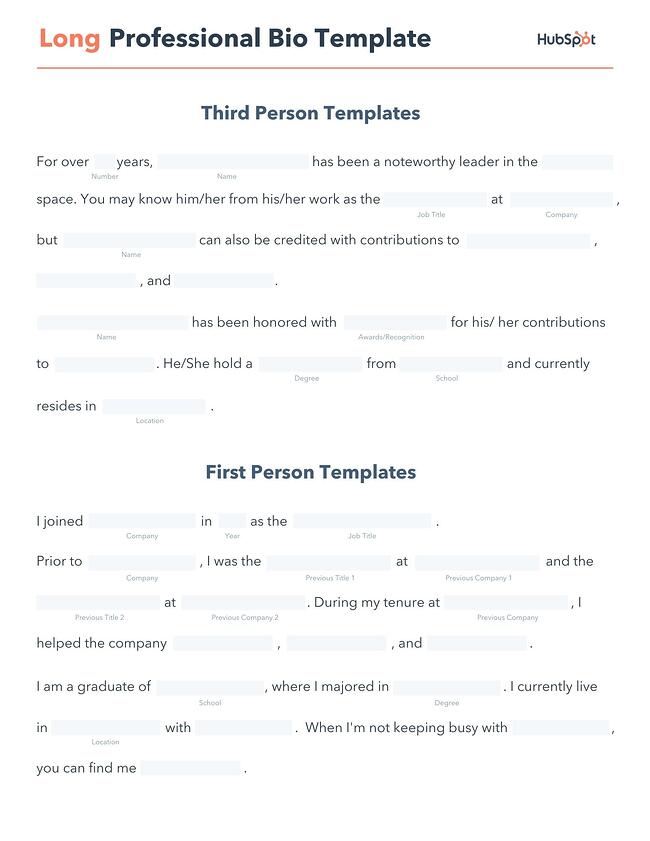 free editable long professional bio pdf template
