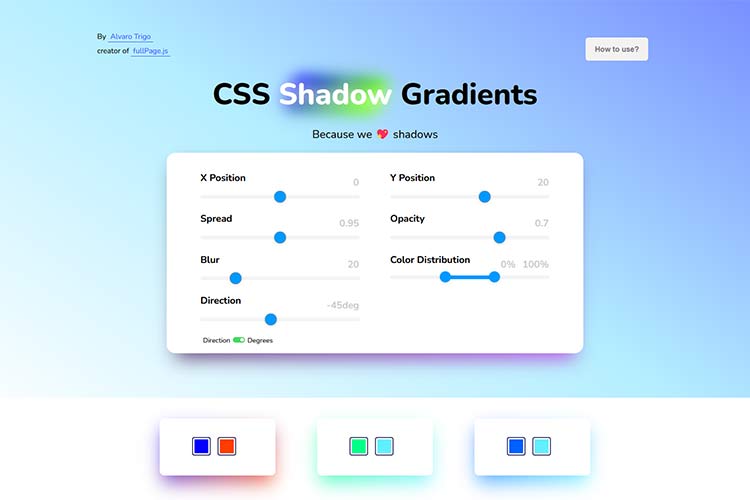 Example from CSS Shadow Gradients
