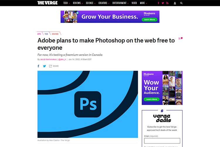 Example from Adobe plans to make Photoshop on the web free to everyone