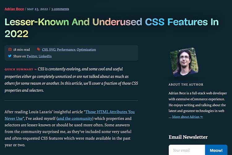 Example from Lesser-Known And Underused CSS Features In 2022