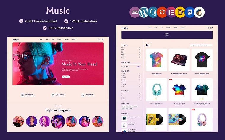 Music - Music Store, Musical Instruments, and Accessories Multipurpose WooCommerce Elementor Theme.