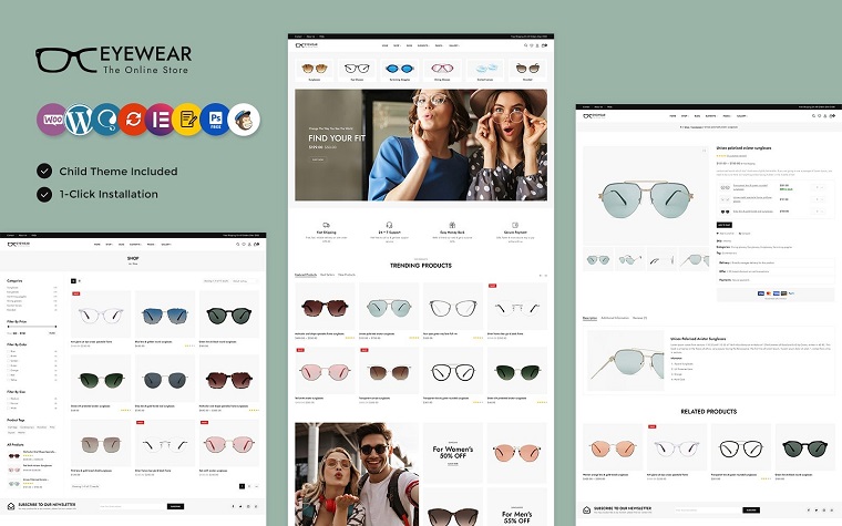 Eyewear - Eye Glasses, Goggles, and Sunglass Multipurpose WooCommerce Elementor Theme.