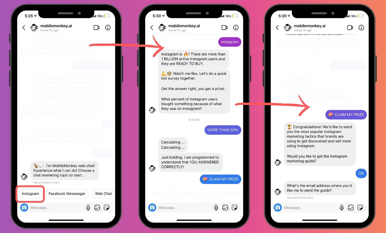 MobileMonkey Auto Reply to DMs