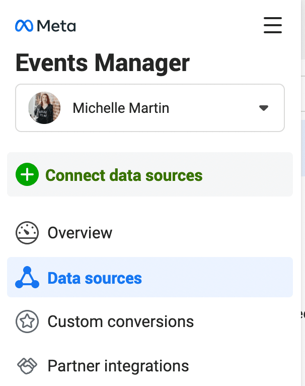 Facebook Events Manager connect data sources