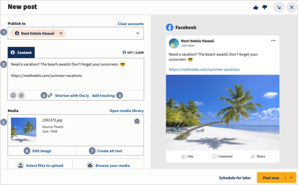 schedule new post on Hootsuite composer