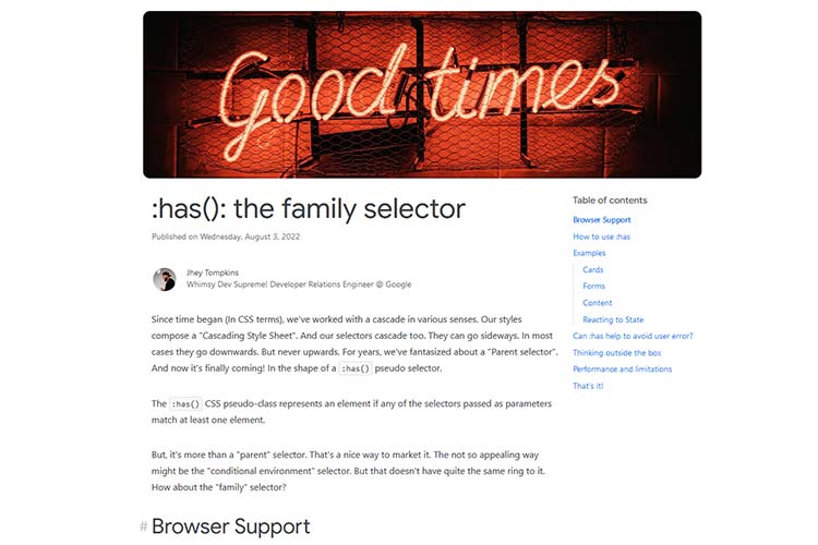 Example from :has(): the family selector