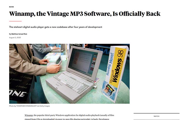 Example from Winamp, the Vintage MP3 Software, Is Officially Back
