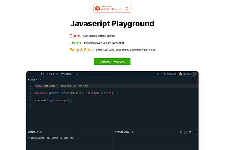 Example from Javascript Playground