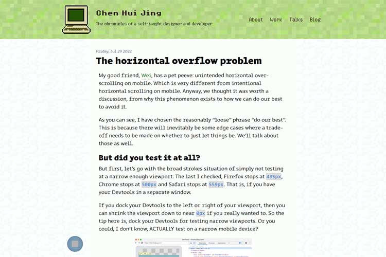 Example from The horizontal overflow problem