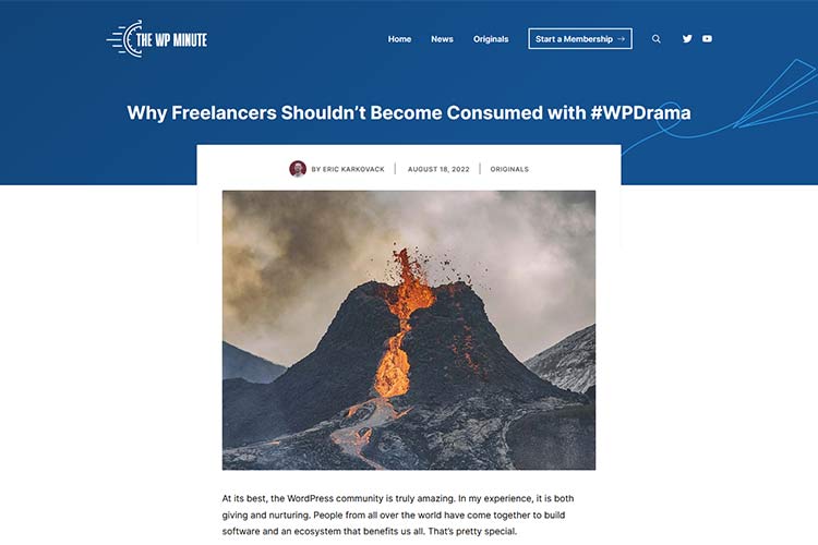 Example from Why Freelancers Shouldn&rsquo;t Become Consumed with #WPDrama