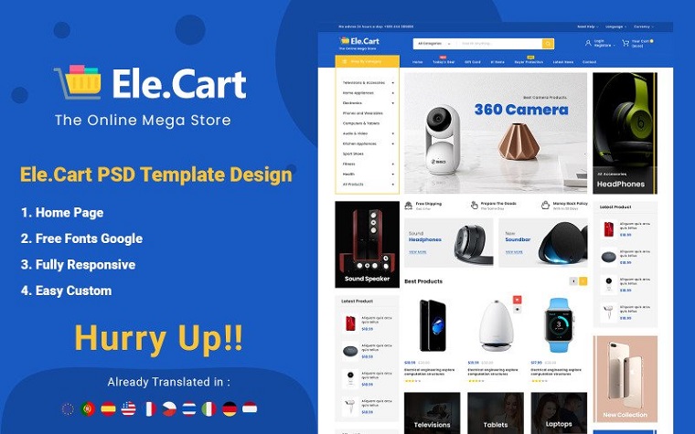 Ele Cart - Electronics eCommerce PSD template.