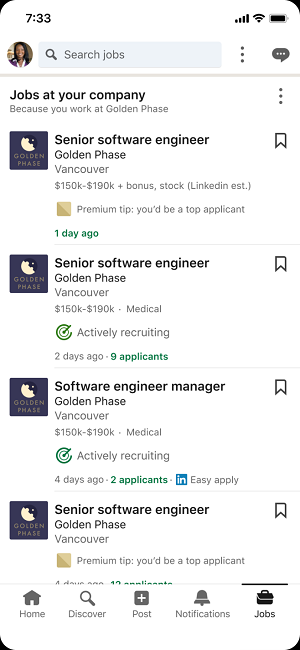 LinkedIn internal job listings