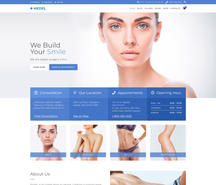 medel plastic surgery clinic wordpress theme