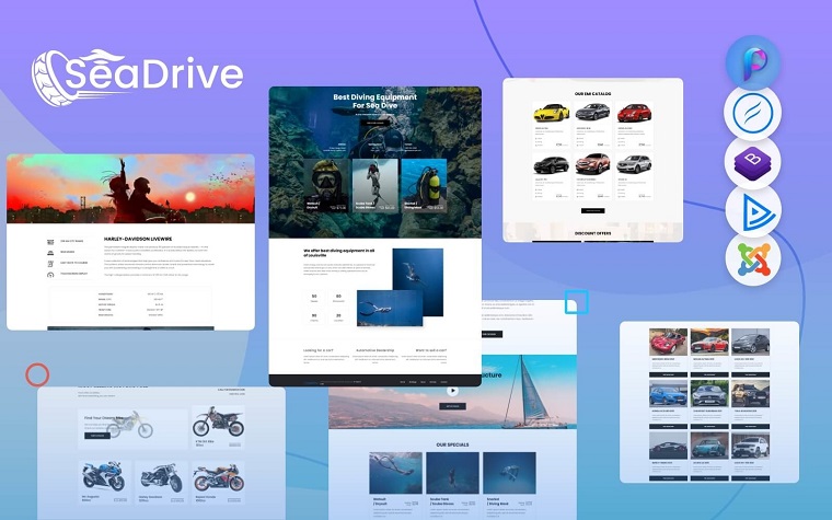 Seadrive - Car Seller / Diving Equipment Rental Joomla4 Template.