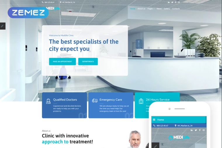 MEDILife - Medical Sticky Menu Modern Joomla Template.