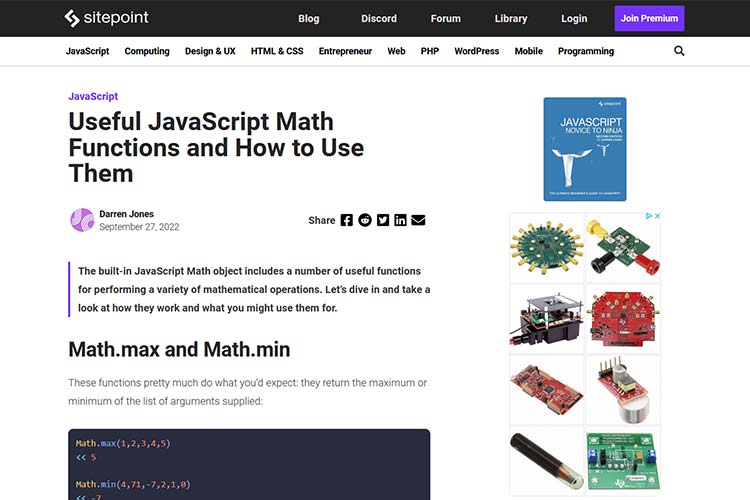 Example from Useful JavaScript Math Functions and How to Use Them