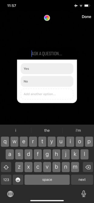 Question sticker on Instagram