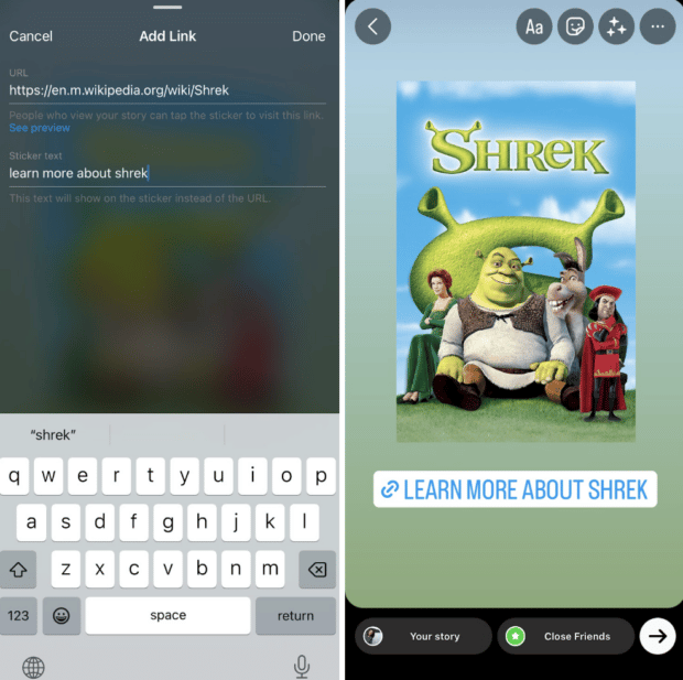 Updating link display text on Instagram