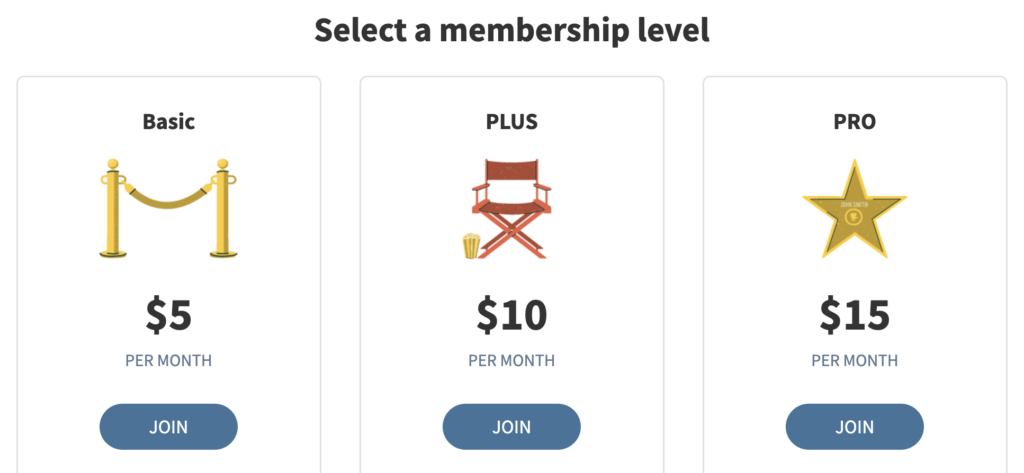 A landing page with three subscription options that says "Select a membership level." Click to copy it into your AWeber account.
One of our favorite ideas for New Year's marketing campaigns is to offer annual plans.
