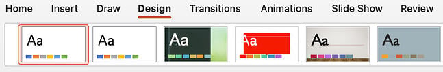 PowerPoints theme inside the Design panel
