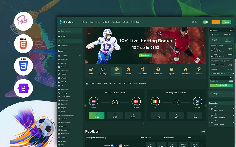 Onlinebets - Online Betting HTML Template.