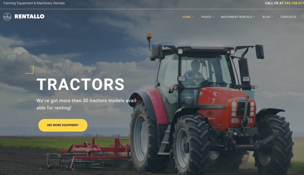 Machinery Rentals WordPress Theme