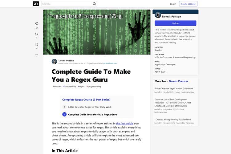 Example from Complete Guide To Make You a Regex Guru