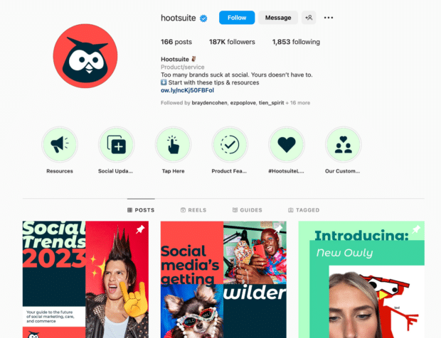 Hootsuite Instagram page