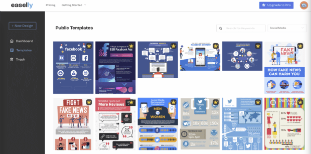 easelly social media design templates in editor