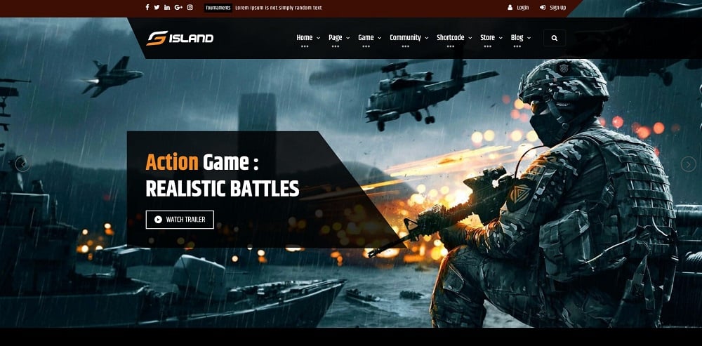 game island website template