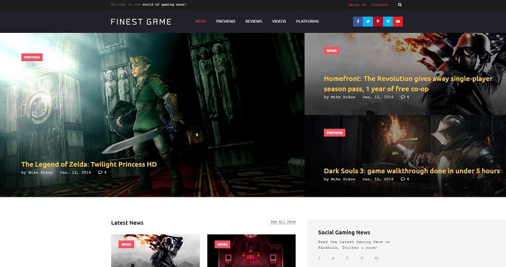 Finest Game Website Template