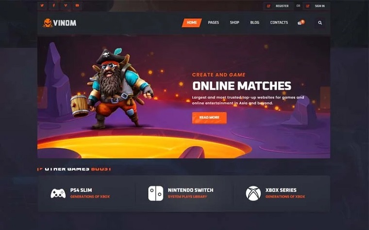 Vinom - Buy Game Credits Website Template.